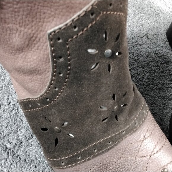 Sbicca Western Peep Toe Heels Size 6 Brown Suede Leather Studded Boho Sandal Nib - Picture 3 of 14